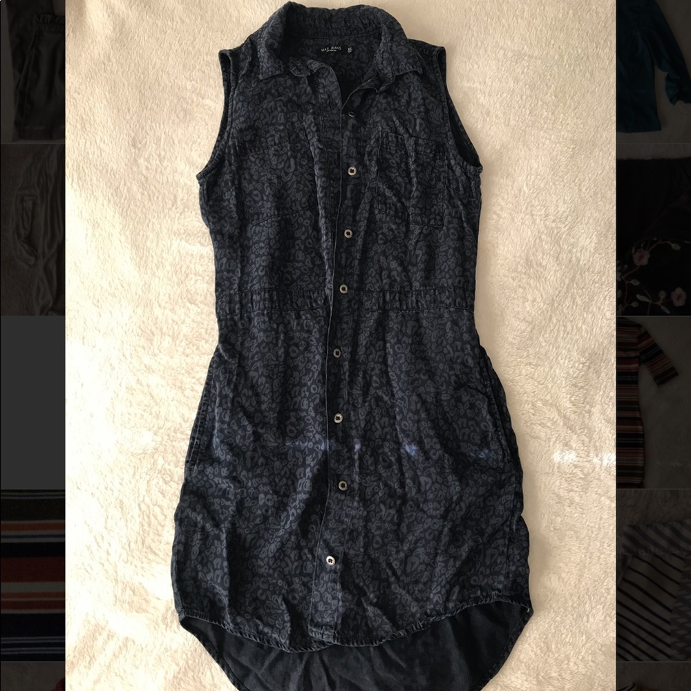 Button-up dark blue dress